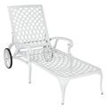 Tcbosik Courtyard Cast Aluminum Lying Bed with Wheels - Outdoor Chaise Lounge Chair with Adjustable Backrest - Breathable Cross Recliner Chair for Patio/Pool/Beach/Yard -White