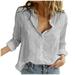 WQJNWEQ Clearance Womens Summer Tops Loose Fit Autumn Loose Long Sleeve Blouse V-Neck Casual Pullover Blouses