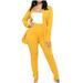 WQJNWEQ Clearance Womens Summer Tops Loose Fit Business Attire 2 Piece Outfits Long Sleeve Coats Solid Long Pants Sets