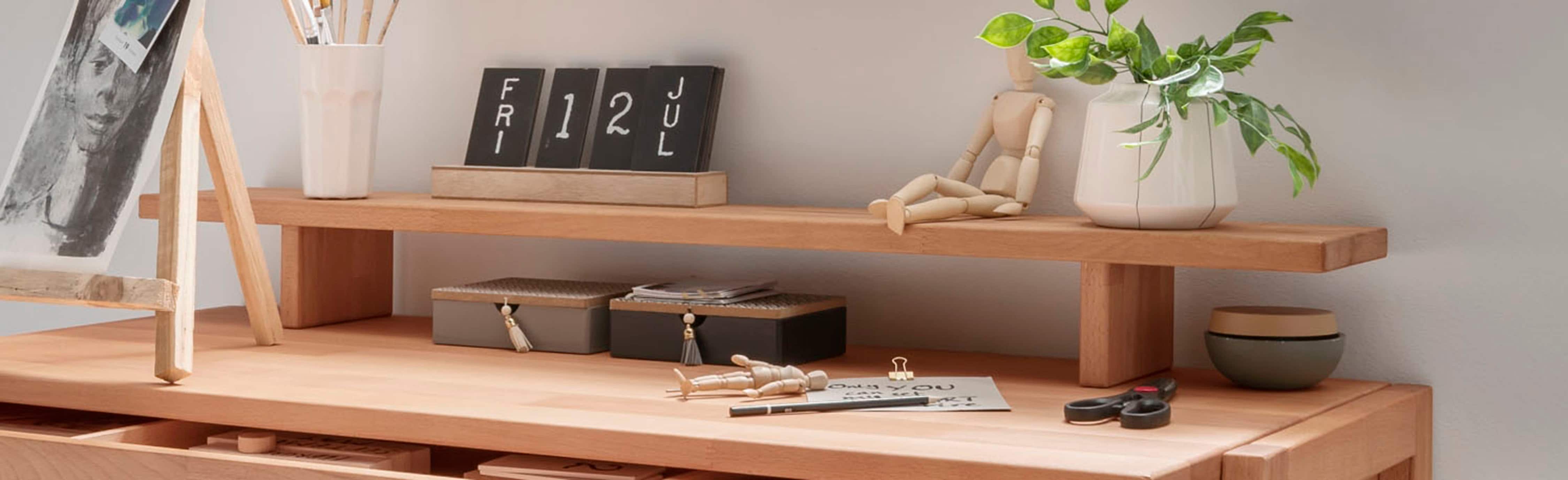 Tischaufsatz HOME AFFAIRE "Dura", braun (buche), B:120cm H:17cm T:17cm, Massivholz, Möbelaufsätze, passend zum Schreibtisch: Serienname Dura Image