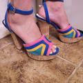 Nine West Shoes | Nine West Colorful Suede Heels | Color: Blue/Pink | Size: 8
