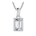 JewelryPalace 1ct Moissanite Emerald Cut Solitaire Pendant Necklace for Women, 14K White Gold Plated 925 Sterling Silver Necklaces for Her, Classic Simulated Diamond Jewellery Set, 18 Inches chain