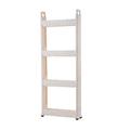 10cm Wide Kitchen Cart, White Shelving Unit, Storage Trolley with Wheels for Kitchen Bathroom Office Laundry, with Handles, with Extra Hooks, No Screw Installation ( Color : White , Size : 4 layers )