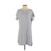 BeachLunchLounge Casual Dress - Shift Crew Neck Short sleeves: Gray Print Dresses - Women's Size Small