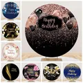 Toile de fond ronde joyeux anniversaire pour adultes couverture de fond or blanc paillettes