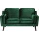 Modern 2 Seater Sofa Upholstered Velvet Solid Oak Wood Legs Green Lokka - Green