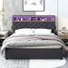 Upholstered Platform Bed with Storage Headboard, LED, USB Charging and 2 Drawers
