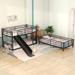 Multi-Functional Metal Triple Bunk Bed with Ladders & Slide, Divided into Platform & Loft Bed