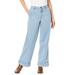 Plus Size Women's Invisible Stretch® Contour High-Waisted Wide-Leg Jean by Denim 24/7 in Light Wash (Size 22 W)
