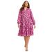 Plus Size Women's Coraline Metallic Print Georgette Dress by June+Vie in Raspberry (Size 22/24)