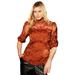 Plus Size Women's Mockneck Lace Top by June+Vie in Copper Lotus Lace (Size 18/20)
