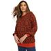 Plus Size Women's Jacquard Pullover Sweater by June+Vie in Copper Ikat Medallion (Size 30/32)