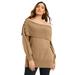 Plus Size Women's Touch of Cashmere Off-The-Shoulder Sweater by June+Vie in Soft Camel (Size 14/16)