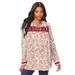 Plus Size Women's Printed Button-Down Top by Roaman's in Ivory Etched Flower (Size 40 W)