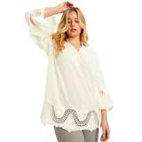 Plus Size Women's Open-Crochet Blouse by June+Vie in Ivory Geo Lace (Size 22/24)