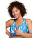 Plus Size Women's Full Figure Plus Size Zip Up Front-Closure Sports Bra Wirefree #9266 Bra by Glamorise in Blue Tie-dye (Size 36 DD)