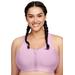 Plus Size Women's Full Figure Plus Size Zip Up Front-Closure Sports Bra Wirefree #9266 Bra by Glamorise in Lavender (Size 46 F)