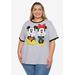 Plus Size Women's Disney Mickey & Minnie Mouse Ringer T-Shirt Gray by Disney in Gray (Size 2X (18-20))