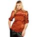 Plus Size Women's Mockneck Lace Top by June+Vie in Copper Lotus Lace (Size 14/16)