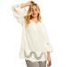 Plus Size Women's Open-Crochet Blouse by June+Vie in Ivory Geo Lace (Size 10/12)