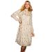 Plus Size Women's Coraline Metallic Print Georgette Dress by June+Vie in Oatmeal (Size 18/20)