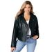 Plus Size Women's Leather Moto Jacket by Jessica London in Black (Size 14 W)