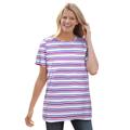 Plus Size Women's Perfect Printed Short-Sleeve Crewneck Tee by Woman Within in White Multi Mini Stripe (Size 5X) Shirt