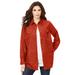 Plus Size Women's Faux Suede Lazer-Cut Big Shirt by Roaman's in Copper Red Open Medallion (Size 18 W)