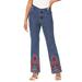 Plus Size Women's Embroidered Bootcut Jean by Denim 24/7 in Multi Embroidered Filigree (Size 26 W)