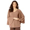 Plus Size Women's Flutter-Sleeve Ultrasmooth® Fabric Top by Roaman's in Brown Sugar (Size 30/32)