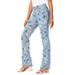 Plus Size Women's Reversible Printed Bootcut Jean by Denim 24/7 in Blue Blooming Rose (Size 18 W)