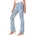 Plus Size Women's Reversible Printed Bootcut Jean by Denim 24/7 in Blue Blooming Rose (Size 22 W)