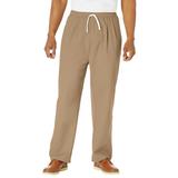 Men's Big & Tall Full Elastic Waist Pleat Front Pants by KingSize in Khaki (Size 2XL 40)