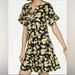 Michael Kors Dresses | Michael Kors Black And Yellow Floral Shift Dress W/ Chain Tie Up - Size Small | Color: Black/Yellow | Size: S
