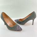 J. Crew Shoes | J. Crew Gray Suede Elsie Pumps With Glitter Cap Toes Size 6 | Color: Gray | Size: 6