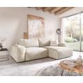 DELIFE Ecksofa Lanzo XL 270x180 cm Cord Beige Recamiere variabel, Ecksofas