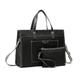 Lamyba Laptop Tote Bag Canvas Laptop Bag 15.6 inch Work Shoulder Bags Casual Briefcase Handbag, Black