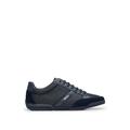 BOSS Mens Saturn Lowp Mixed-Material Trainers with Suede and Faux Leather Size 12 Dark Blue
