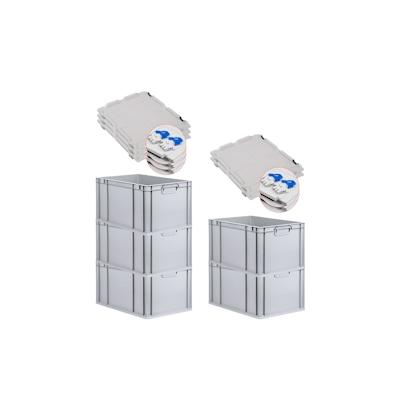 PROREGAL 5x Eurobox NextGen Grip mit Scharnierdeckel & blauen Verschlüssen | HxBxT 32x40x60cm | 65 Liter | Griffe geschlossen | Verstärkter Boden Image
