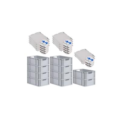 PROREGAL SuperSparSet 10x Eurobox NextGen Economy mit Scharnierdeckel & blauen Verschlüssen, Griffe offen, HxBxT 22x40x60cm, 44L, Eurobehälter Image