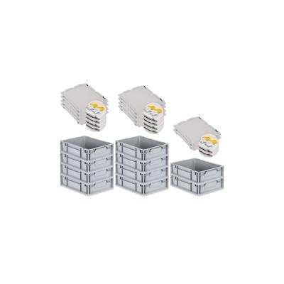 PROREGAL SuperSparSet 10x Eurobox NextGen Economy mit Scharnierdeckel & gelben Verschlüssen, Griffe zu, HxBxT 12x30x40cm, 11L, Eurobehälter Image