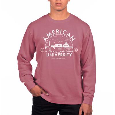 Men's Uscape Apparel Red American University Eagles Pigment Dyed Fleece Sweatshirt