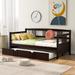 Twin Size Wood Daybed with Twin Size Trundle Bed, Wood Slats and 3-Side Guardrail, Kid's Bed for Bedroom, Living Room