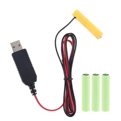 Câble d'éliminateur de batterie USB vers AAA remplacement de la batterie AA 1-4x pour tondeuse à
