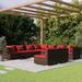 vidaXL Patio Lounge Set Outdoor Sectional Sofa Set Table Garden Poly Rattan - 27.6" x 27.6" x 23.8"