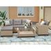 Outdoor Patio Furniture Sets 4 Piece Conversation Set Velvety Fabric Wicker Ratten Sectional Sofa Set with Seat Cushions