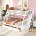 Twin over Full Size Solid Wood Kid's Bunk Bed with Storage Staircase and 3 Drawers and Small Open Shelf for Bedroom