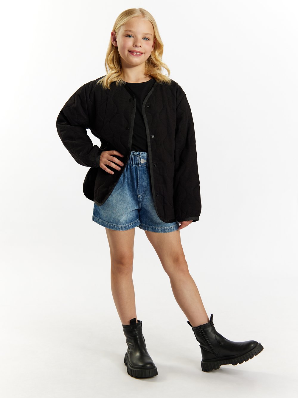 Dreimaster Steppjacke Mädchen schwarz, 122 Image