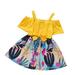 Rovga Fashion Dresses For Girls Baby Kids Short Sleeve Strap Ribbed Floral Princess Dress Bowknot Party Casual Dresses