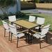 7 Piece Patio Dining Set Outdoor Dining Furniture Set with Table and Steel Chairs Black